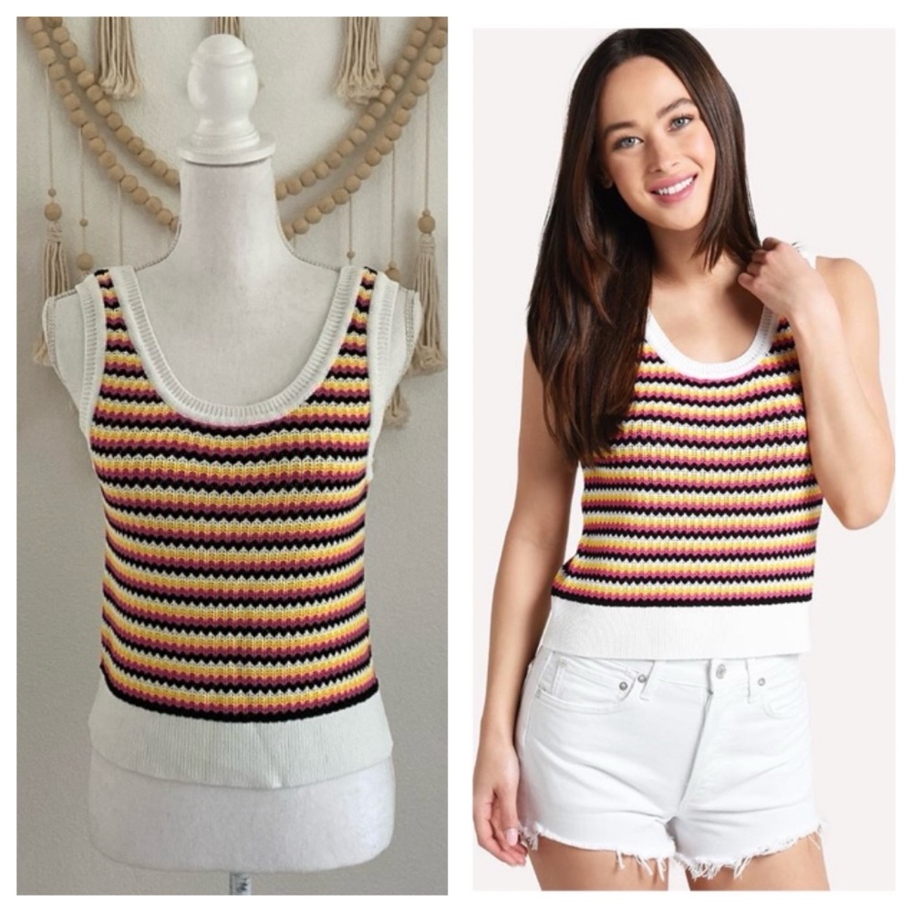 BB Dakota knit tank top striped sweater pink yellow cream “Lombard street” small